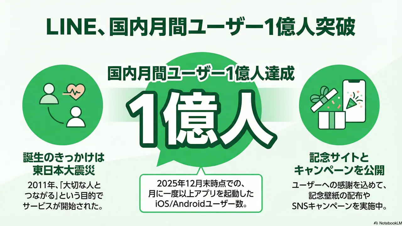 LINEが15周年で国内月間ユーザー数1億人を突破