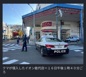 【秋田】イオン能代店にクマ居座り 従業員がバリケード閉じ込め、県職員が駆除