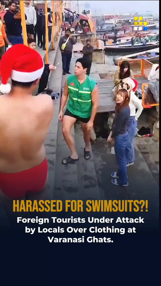 【動画】インドで日本人がクリスマスにサンタ帽と水着姿でガンジス川で沐浴、住民から非難される